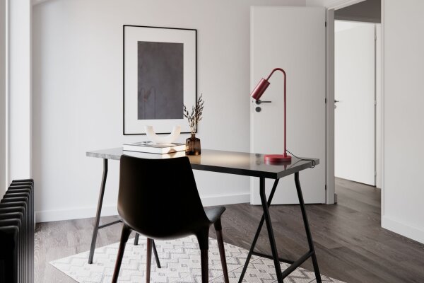 Lampe de bureau métal 51 cm de haut rouge foncé GU10