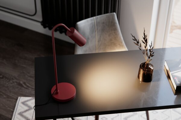 Lampe de bureau métal 51 cm de haut rouge foncé GU10