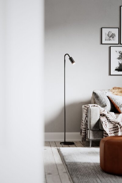 Lampadaire Noir 146 cm petit métal GU10 Retro