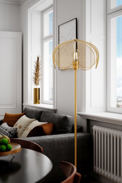 Lampadaire en métal 160 cm en or mat E27 Design moderne