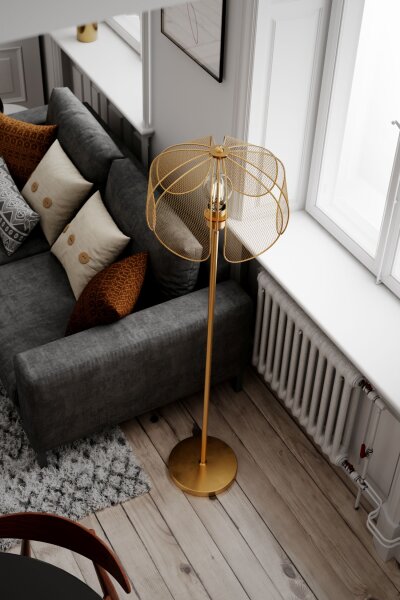 Lampadaire en métal 160 cm en or mat E27 Design moderne