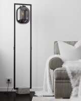 Lampadaire verre fumé métal pierre 150 cm...