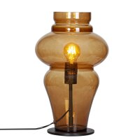 Lampe de table verre fum&eacute; m&eacute;tal 40,6 cm de...