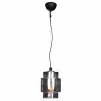 Suspension verre fum&eacute; 20 cm de large E27 Vintage