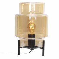 Lampe de table m&eacute;tal verre fum&eacute; hauteur 29...