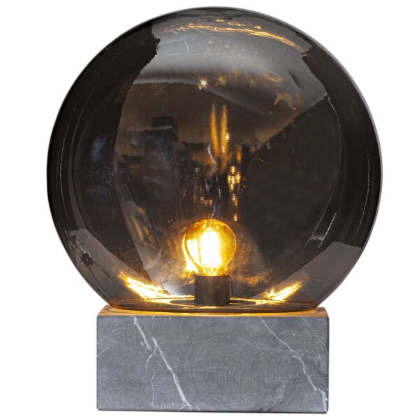 Lampe de table verre fumé marbre H : 35,5 cm Gris Gris E27 Retro