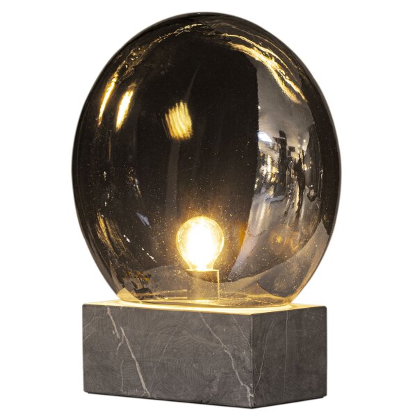 Lampe de table verre fumé marbre H : 35,5 cm Gris Gris E27 Retro