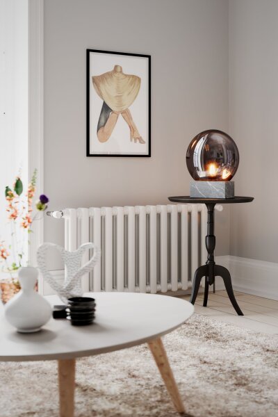 Lampe de table verre fumé marbre H : 35,5 cm Gris Gris E27 Retro