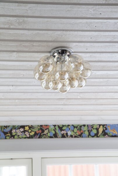 Lampe de plafonnier en métal verre fumé 30 cm de large 3-flamme G9