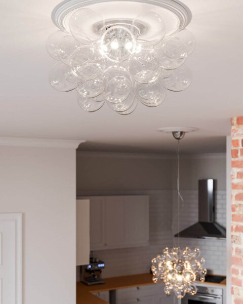 Plafonnier Verre Abat-jour L : 50 cm Chrome 6x G9 Moderne