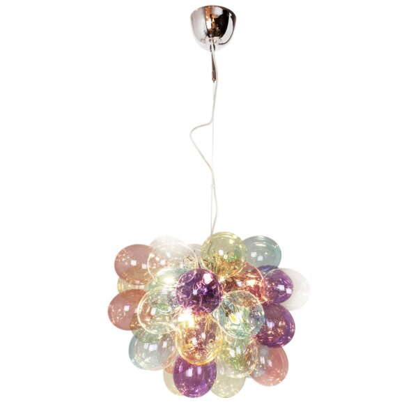 Suspension Coloré L : 50 cm H : max. 120 cm Verre Métal 8x G9