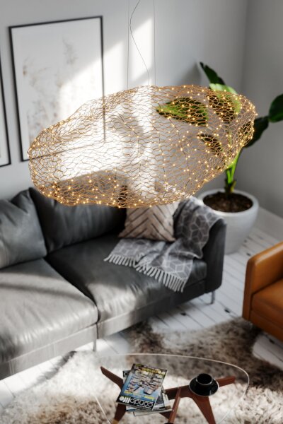 Lampe à suspendre LED Moderne 115 cm de long fil écran en or