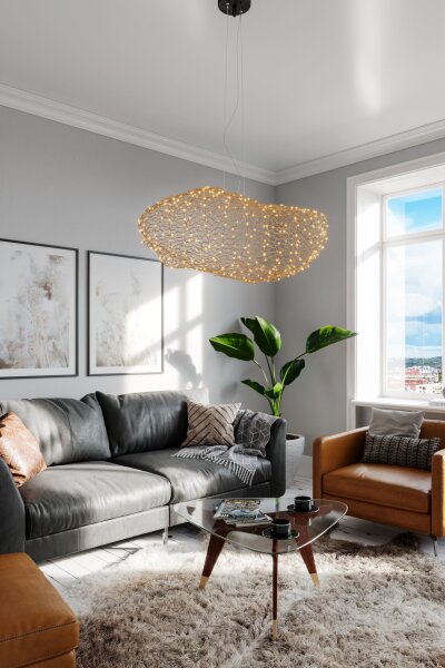 Lampe à suspendre LED Moderne 115 cm de long fil écran en or
