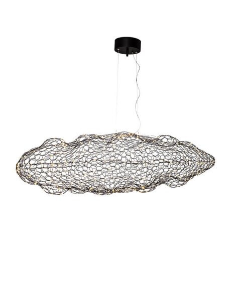 LED Suspension Métal Noir Largeur 76 cm Fil Abat-jour