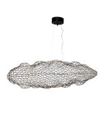 LED Suspension M&eacute;tal Noir Largeur 76 cm Fil Abat-jour