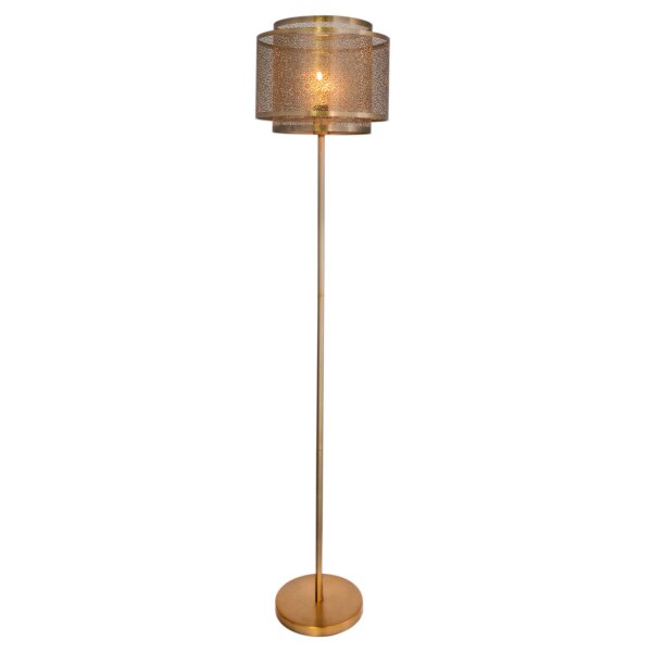 Lampadaire métal 157 cm en laiton mat E27 rond