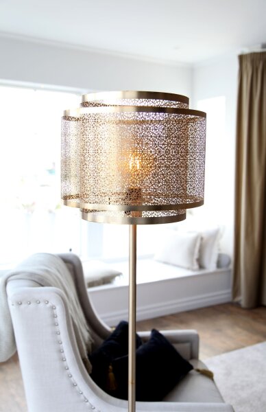 Lampadaire métal 157 cm en laiton mat E27 rond