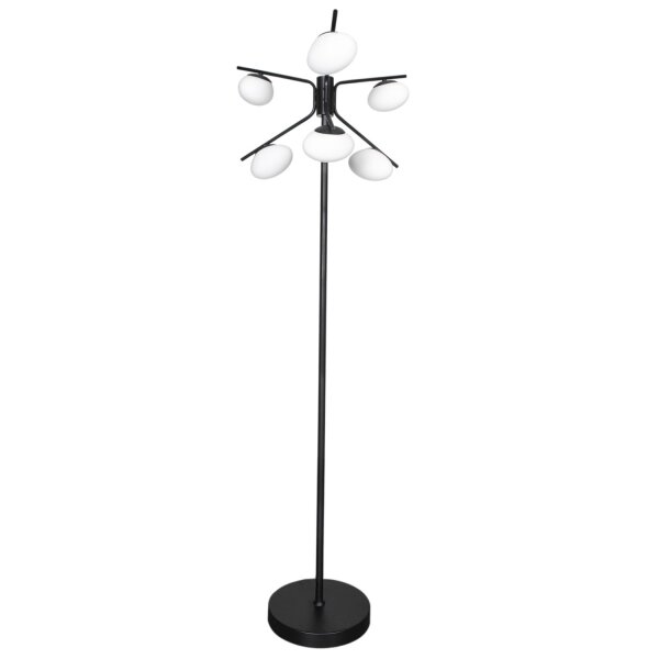 Lampadaire Verre Métal G9 165 cm de haut Rétro Noir Blanc