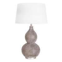Lampe de chevet tissu métal E27 56,5 cm en argent...