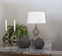 Lampe de chevet tissu métal E27 56,5 cm en argent...