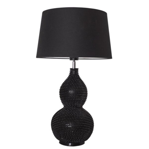 Lampe de table noire hauteur 56,5 cm E27 métal tissu Moderne