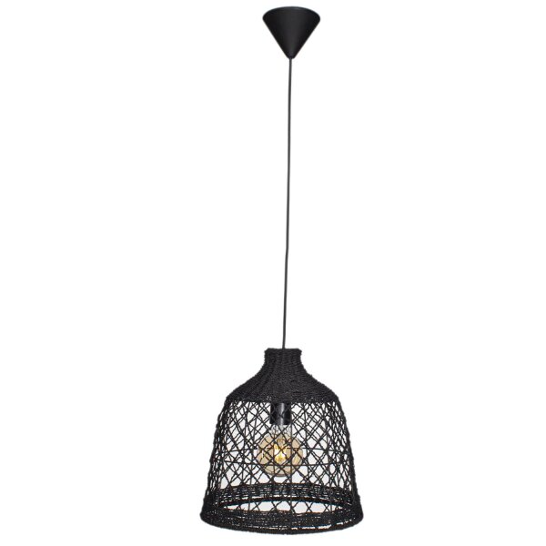 Suspension Noir Jute L : 34 cm H : max. 120 cm E27