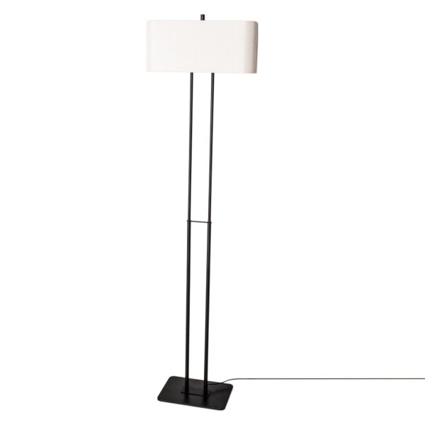 Lampadaire 150 cm petit noir blanc anguleux tissu métal E27
