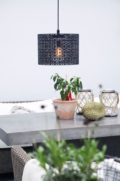 Suspension extérieure métal E27 IP44 ronde Ø 36 cm Moderne