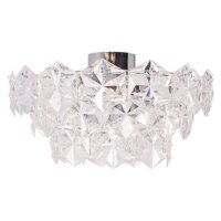 Plafonnier cristal L : 51 cm Chrom&eacute; E27 3-flamme...