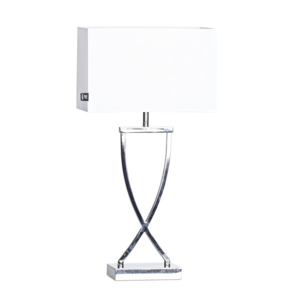 Lampe de chevet métal tissu 52 cm chrome blanc E27