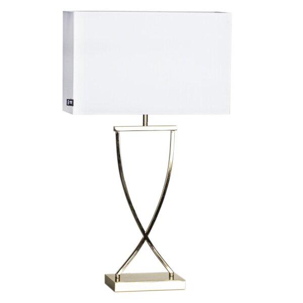 Lampe de table métal tissu 69 cm de haut en laiton blanc E27