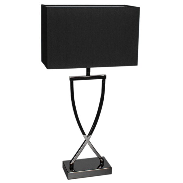 Lampe de table métal tissu 52 cm noir-chrome noir E27
