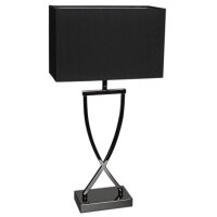 Lampe de table métal tissu 52 cm noir-chrome noir E27