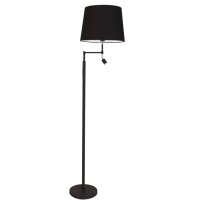 Lampadaire avec lampe de lecture 157 cm Noir Tissu...