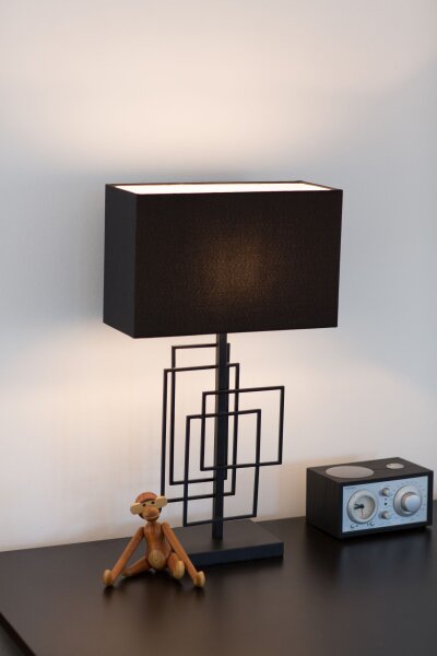 Lampe de table Noir Métal Tissu 52 cm E27 Moderne