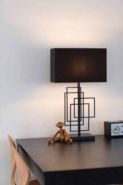 Lampe de table Noir Métal Tissu 52 cm E27 Moderne