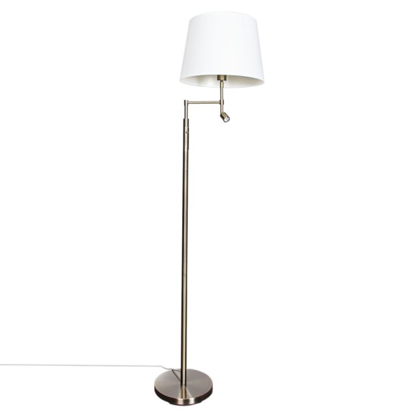 Lampadaire avec lampe de lecture 157 cm laiton antique blanc E27 + LED