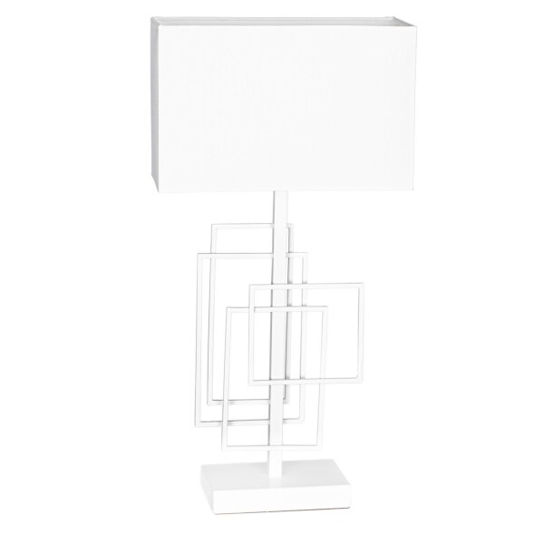 Lampe dappoint Blanc 52 cm Tissu Métal E27 Interrupteur à câble