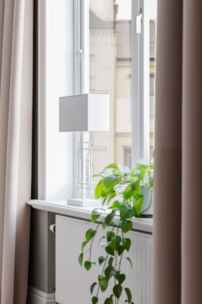 Lampe dappoint Blanc 52 cm Tissu Métal E27 Interrupteur à câble