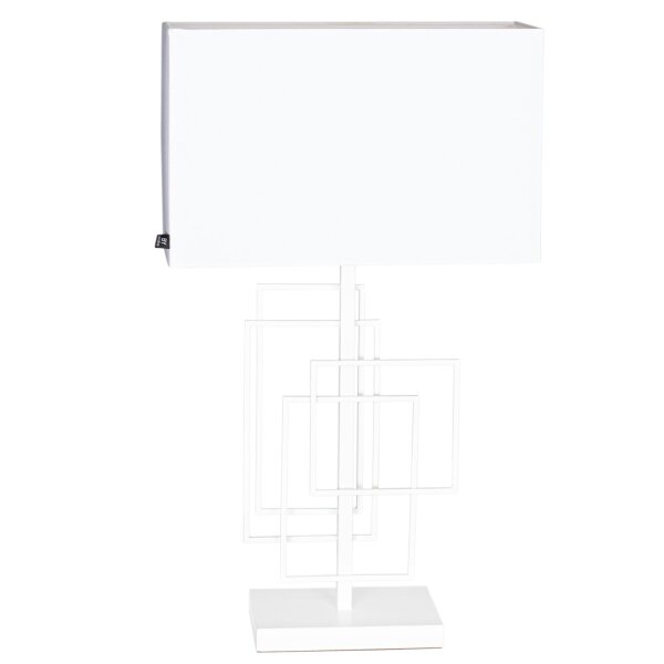 Lampe de chevet tissu métal E27 hauteur 69 cm blanc moderne