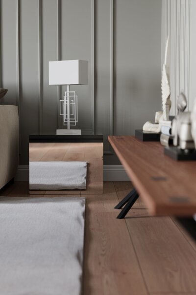 Lampe de chevet tissu métal E27 hauteur 69 cm blanc moderne