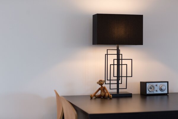 Lampe de chevet Métal Tissu 69 cm Noir E27 Moderne