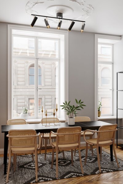 Spot de plafond noir or L : 110 cm 4-flamme GU10