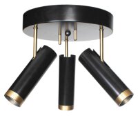 Plafonnier rond 3 flammes GU10 L : 30 cm Noir Or
