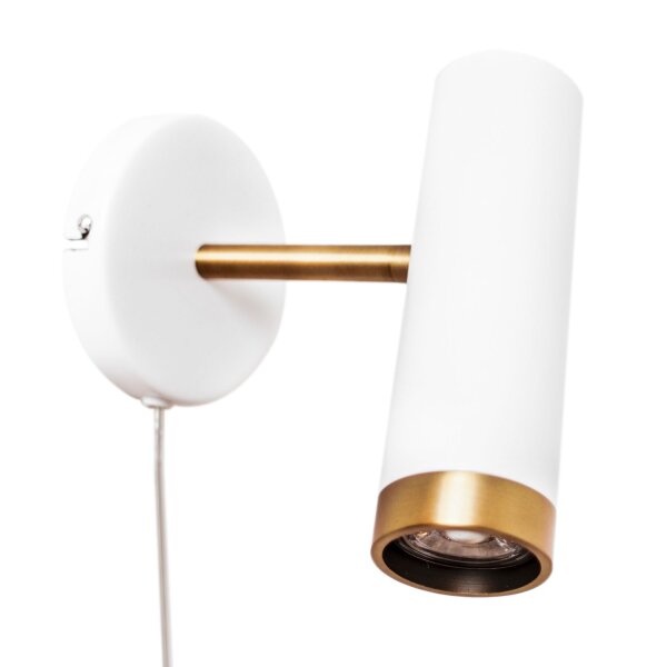 Applique murale avec câble Interrupteur blanc or GU10 orientable