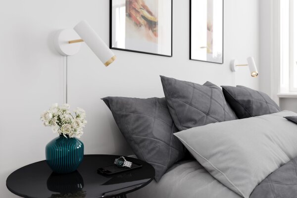Applique murale avec câble Interrupteur blanc or GU10 orientable