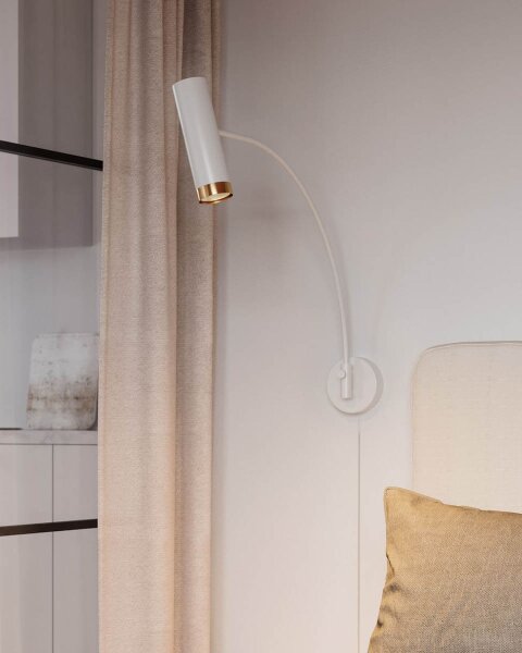 Applique murale avec interrupteur blanc métal bras articulé GU10