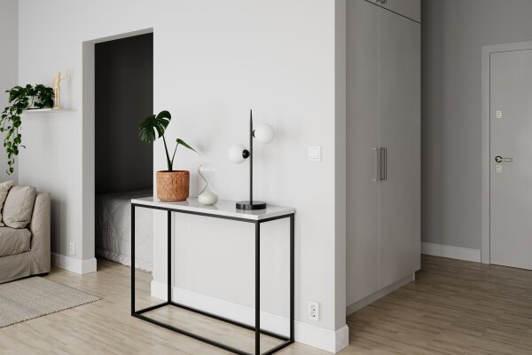 Lampe de table métal verre hauteur 55 cm noir blanc