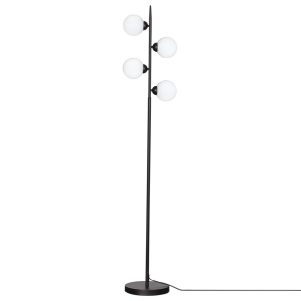 Lampadaire Salon 160 cm noir blanc métal verre 4x G9