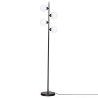 Lampadaire Salon 160 cm noir blanc m&eacute;tal verre 4x G9
